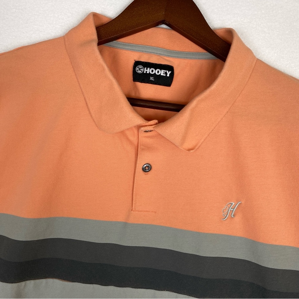 Hooey The Maverick‎ Polo Shirt Mens L Orange Grey ColorBlock Western Embroidered
